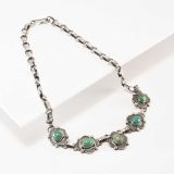 Turquoise and Stamped Sterling Silver Necklace