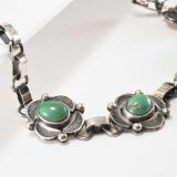 Turquoise and Stamped Sterling Silver Necklace
