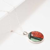 Jimmy Poyer Multi Stone Inlay Circle Necklace
