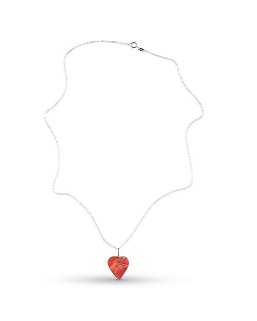 Jimmy Poyer Spiny Oyster Shell Inlay Heart Necklace