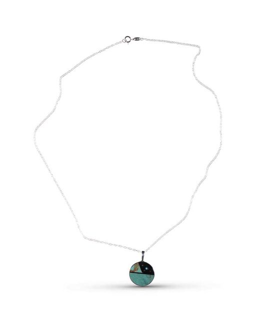 Jimmy Poyer Turquoise and Jet Inlay Circle Necklace