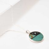 Jimmy Poyer Turquoise and Jet Inlay Circle Necklace