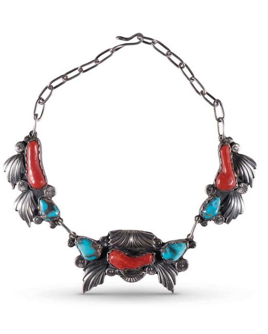 Dan Simplicio Coral and Bisbee Turquoise Necklace