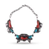 Dan Simplicio Coral and Bisbee Turquoise Necklace