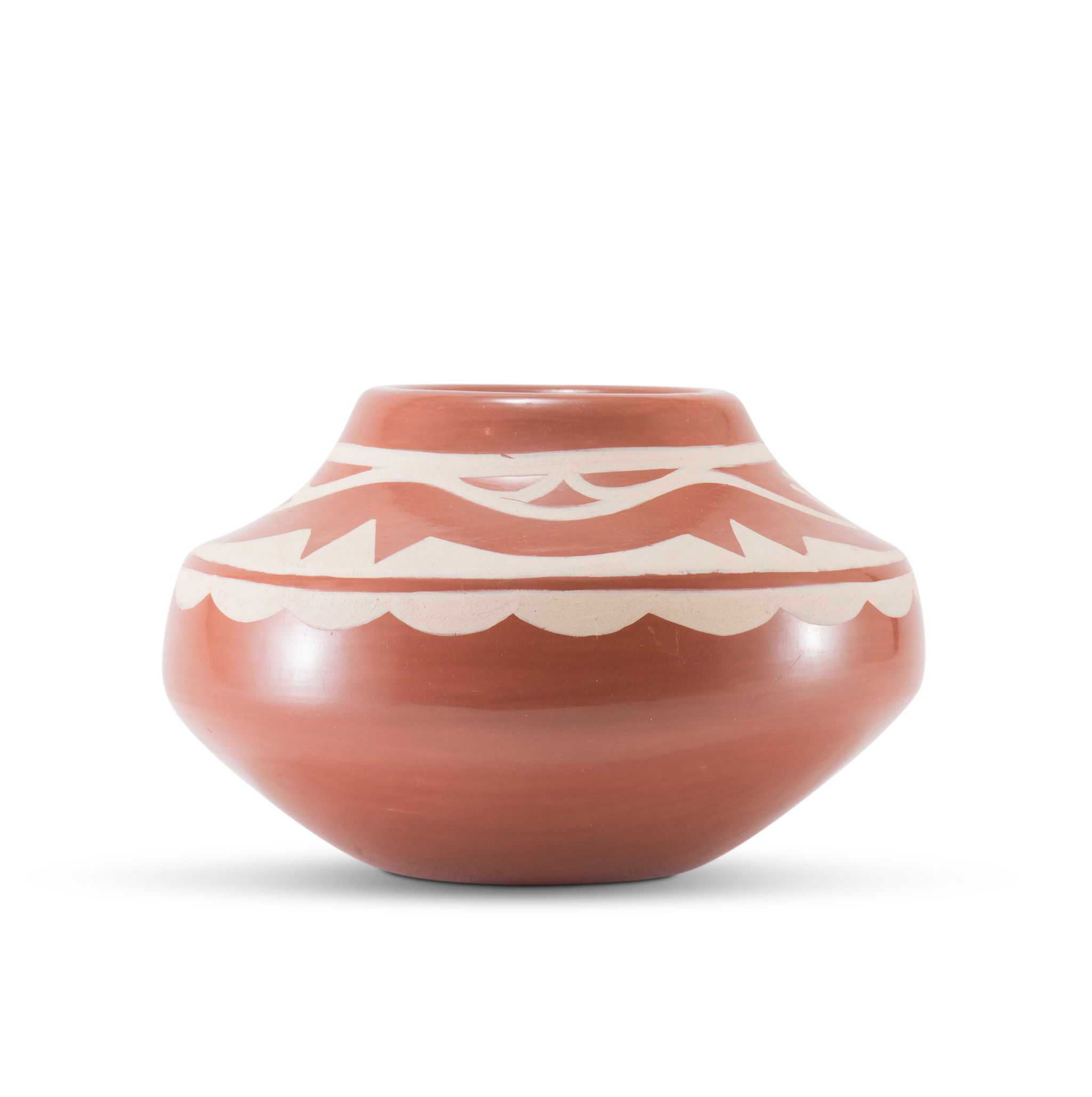Kathy Gutierrez Matte on Red Avanyu Design Jar