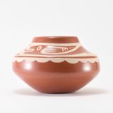 Kathy Gutierrez Matte on Red Avanyu Design Jar