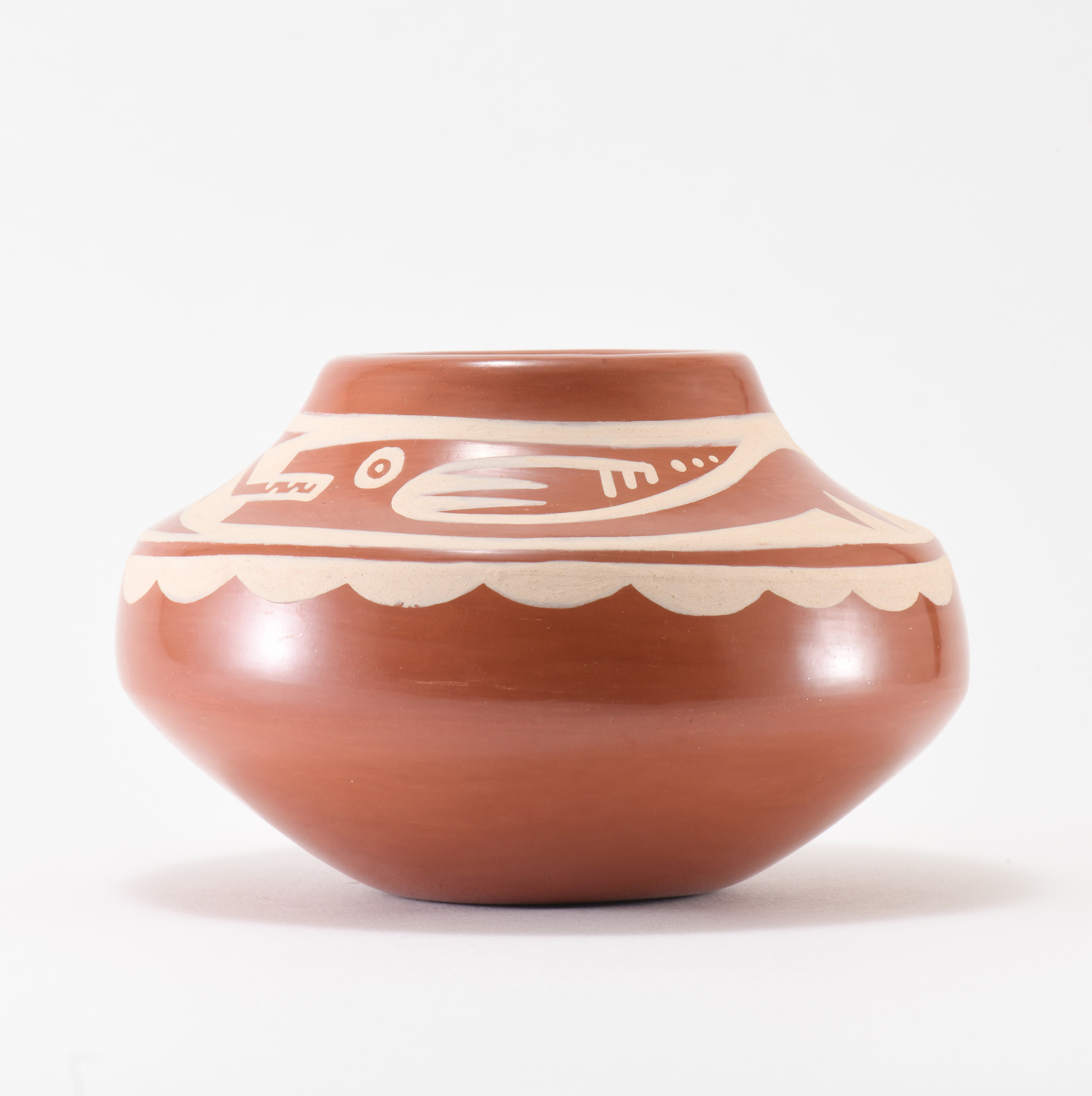 Kathy Gutierrez Matte on Red Avanyu Design Jar