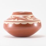 Kathy Gutierrez Matte on Red Avanyu Design Jar