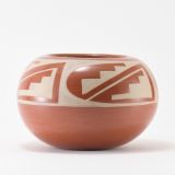 Kathy Gutierrez Matte on Red Avanyu Design Jar