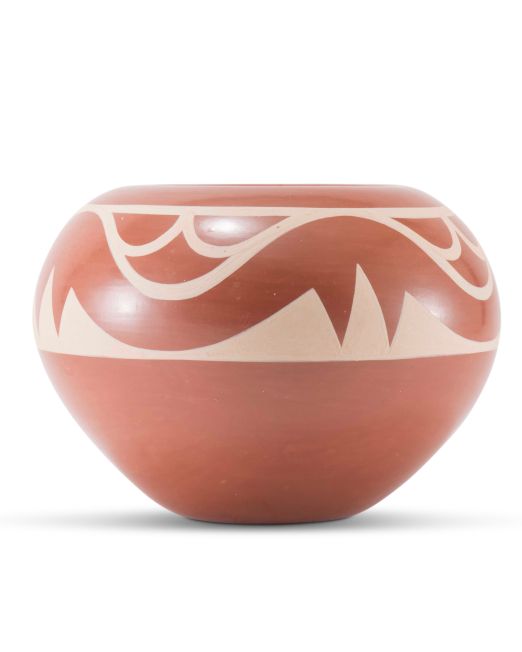 Kathy Gutierrez Matte on Red Avanyu Design Jar