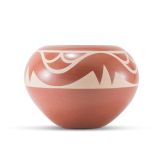 Kathy Gutierrez Matte on Red Avanyu Design Jar