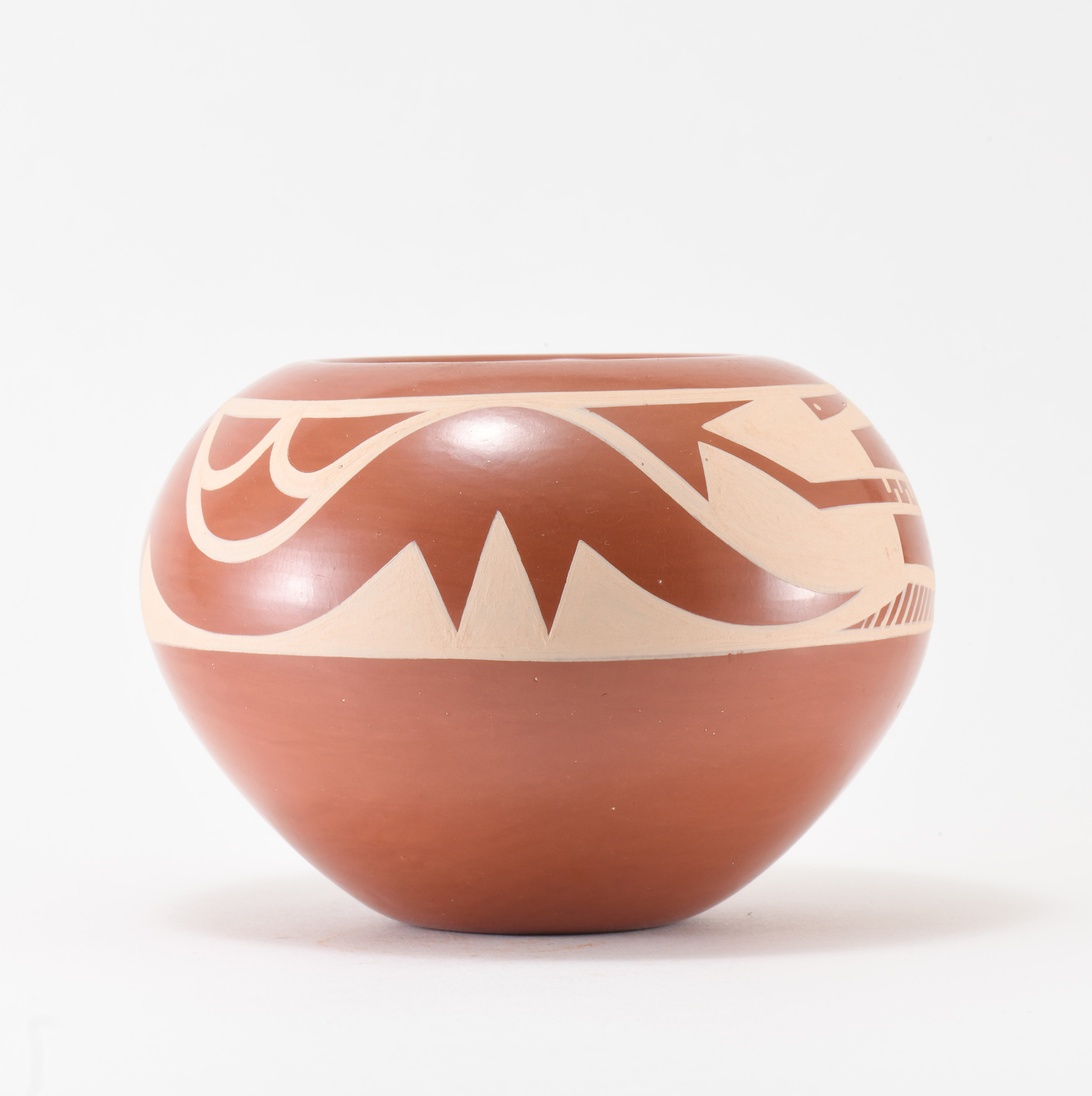 Kathy Gutierrez Matte on Red Avanyu Design Jar