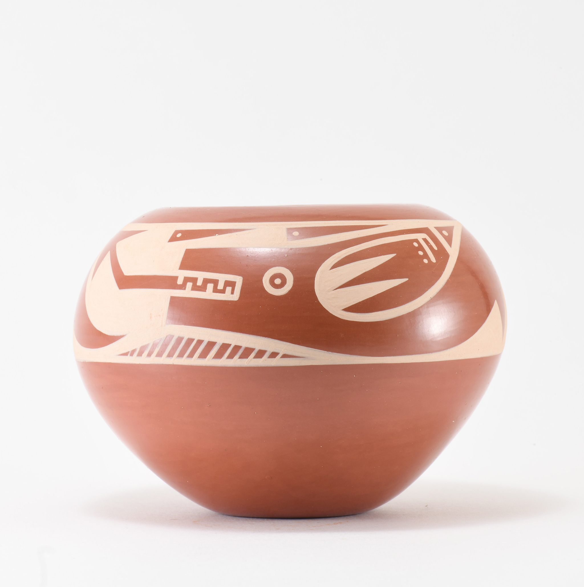 Kathy Gutierrez Matte on Red Avanyu Design Jar
