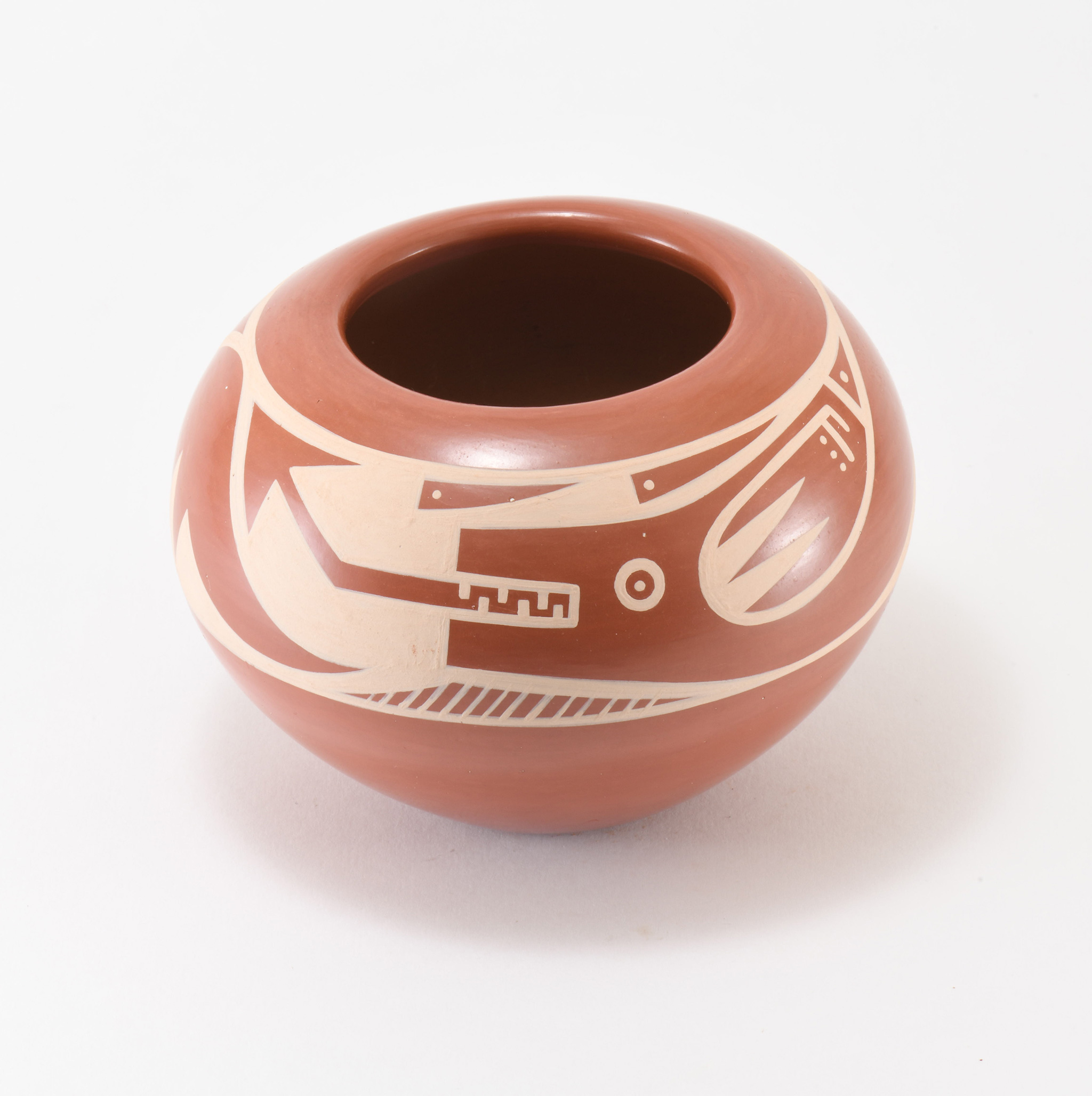 Kathy Gutierrez Matte on Red Avanyu Design Jar