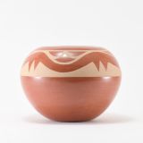 Kathy Gutierrez Matte on Red Avanyu Design Jar