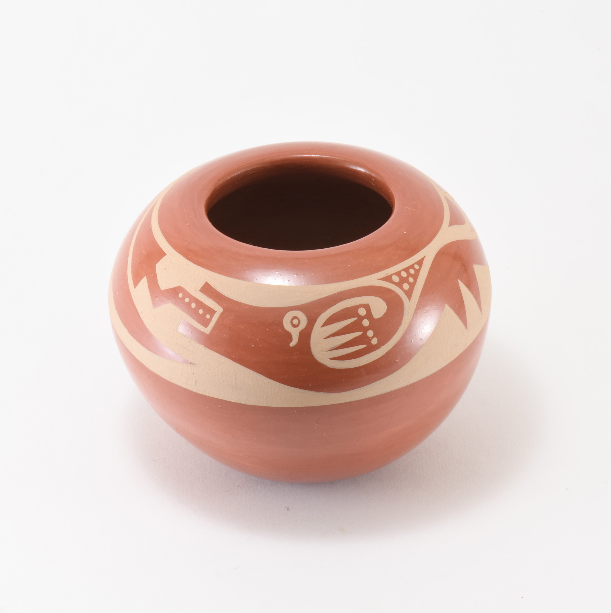 Kathy Gutierrez Matte on Red Avanyu Design Jar