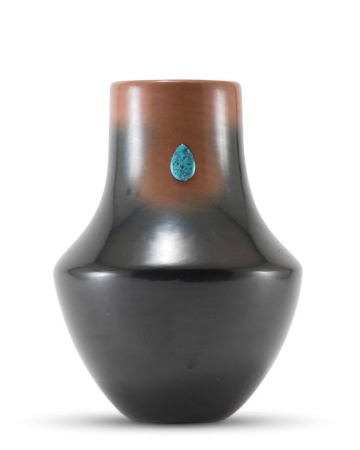 Dora Tse-Pe Black and Sienna Jar with Turquoise