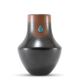 Dora Tse-Pe Black and Sienna Jar with Turquoise