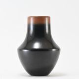 Dora Tse-Pe Black and Sienna Jar with Turquoise