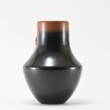 Dora Tse-Pe Black and Sienna Jar with Turquoise