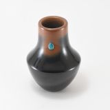 Dora Tse-Pe Black and Sienna Jar with Turquoise
