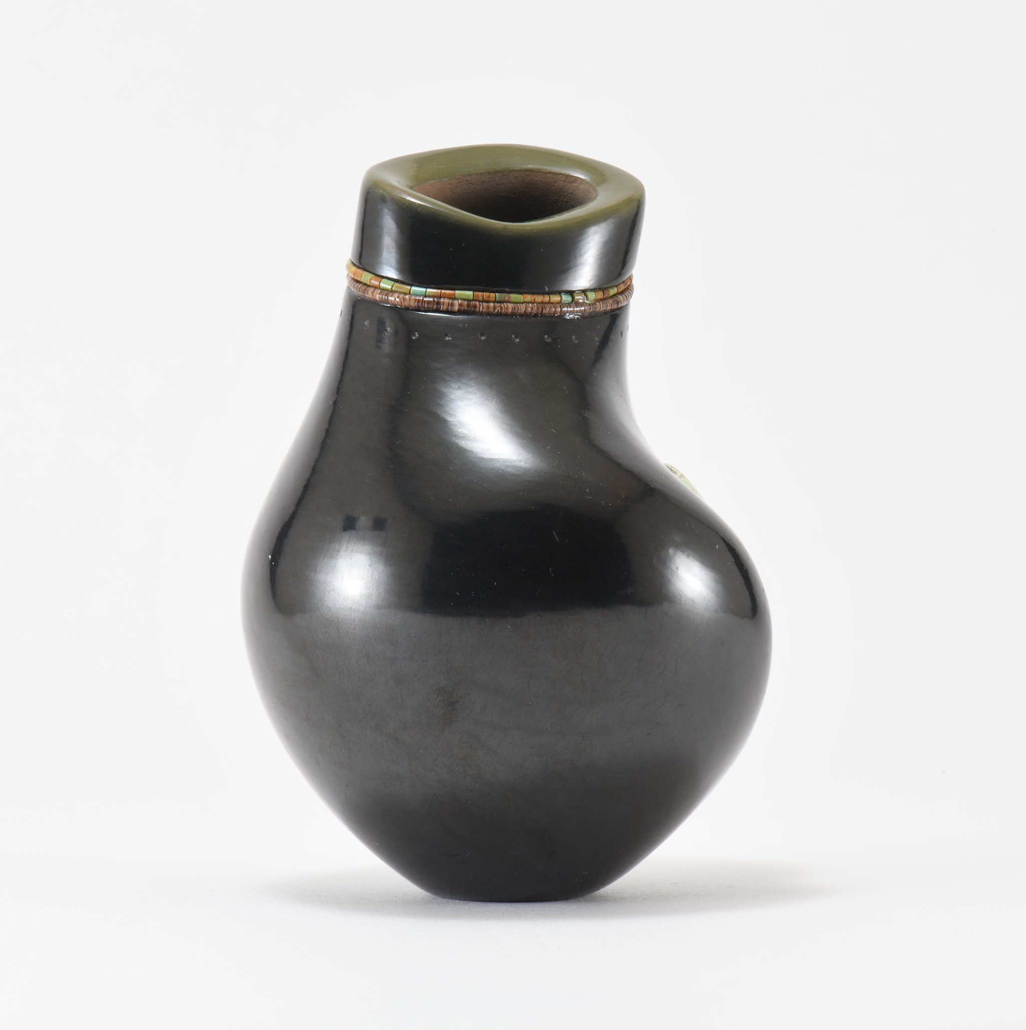 Russell Sanchez Vase with Turquoise Cabochon and Heishi Beads
