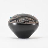 Gloria “Golden Rod” Garcia Black Jar with Avanyu and Turquoise