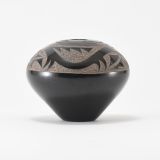 Gloria “Golden Rod” Garcia Black Jar with Avanyu and Turquoise