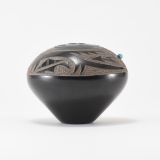 Gloria “Golden Rod” Garcia Black Jar with Avanyu and Turquoise