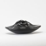 Margaret Tafoya Shallow Blackware Bowl with Matte Design and Handles