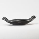 Margaret Tafoya Shallow Blackware Bowl with Matte Design and Handles