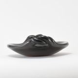 Margaret Tafoya Shallow Blackware Bowl with Matte Design and Handles