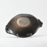 Margaret Tafoya Shallow Blackware Bowl with Matte Design and Handles
