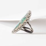 Turquoise Chip Inlay Peyote Bird Shield Ring