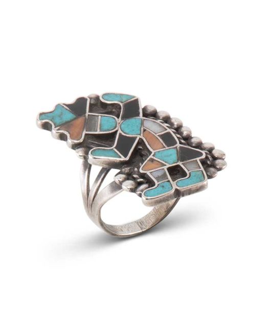 Vintage Zuni Inlay Rainbow Man Ring