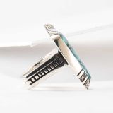 Lee Epperson Turquoise and Silver Ring with Coral Accents