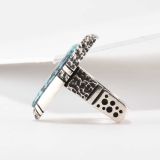 Lee Epperson Turquoise and Silver Ring with Coral Accents