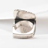 Lee Epperson Turquoise and Silver Ring with Coral Accents