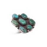 Vintage Navajo Turquoise Cluster Ring