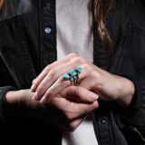 Jesse Robbins Three Stone Lone Mountain Turquoise Ring