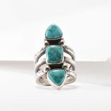 Jesse Robbins Three Stone Lone Mountain Turquoise Ring