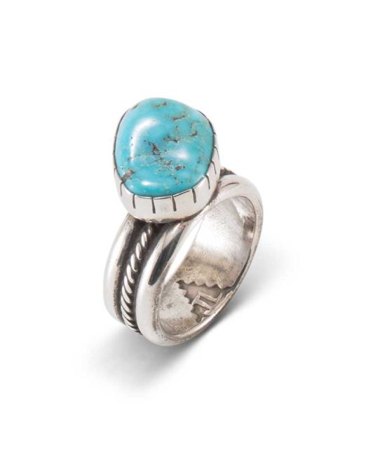 James Little Turquoise and Twisted Wire Ring