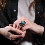 James Little Persian Turquoise and Intricate Silverwork Ring