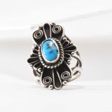 James Little Persian Turquoise and Intricate Silverwork Ring