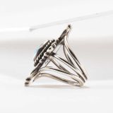 James Little Persian Turquoise and Intricate Silverwork Ring