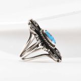 James Little Persian Turquoise and Intricate Silverwork Ring