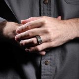 Norbert Peshlakai Concave Sterling Silver Ring with 14Kt Gold