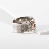 Norbert Peshlakai Concave Sterling Silver Ring with 14Kt Gold