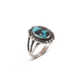 Vintage Navajo Blackjack Turquoise Ring
