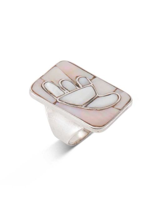 Lambert Homer Sr Pink Mother of Pearl and White Shell Inlay Ring